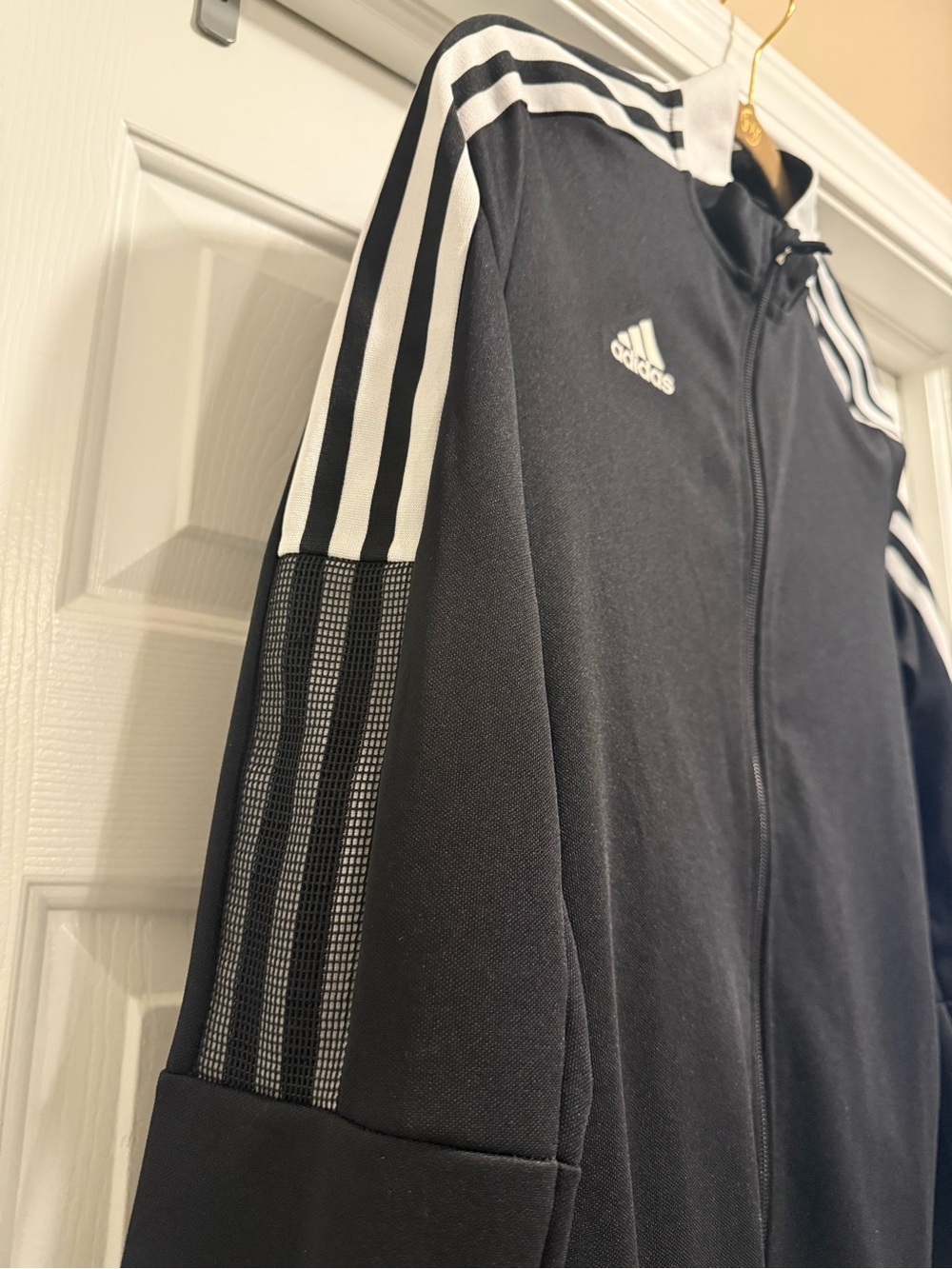 adidas Women’s Black Training Jacket with White Stripes (Women’s Size: M)
